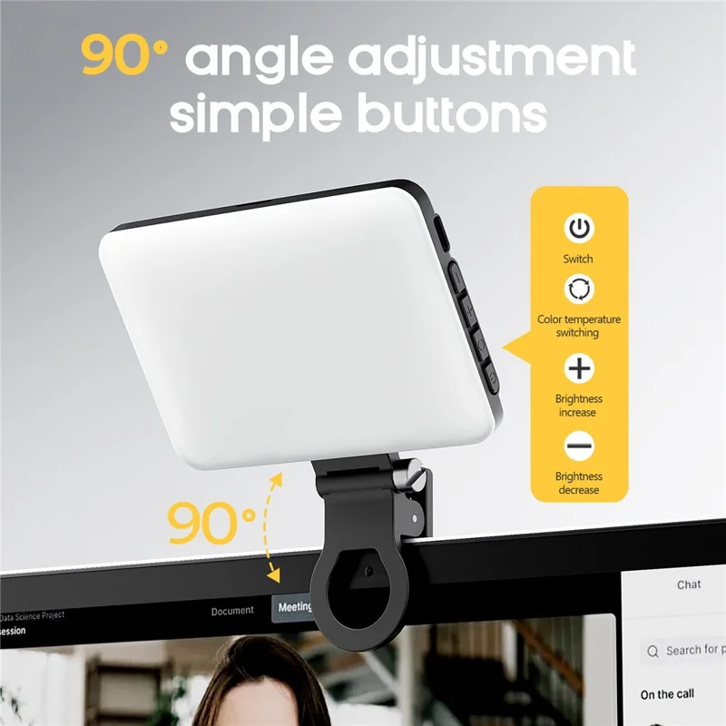 XJ103 Bærbar Selfie-lys med 3 farvetemperaturer, fyldlys til fotografering til livesending og videoconferencer