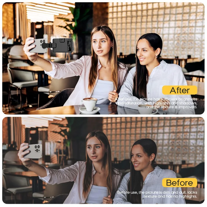 XJ103 Bærbar Selfie-lys med 3 farvetemperaturer, fyldlys til fotografering til livesending og videoconferencer