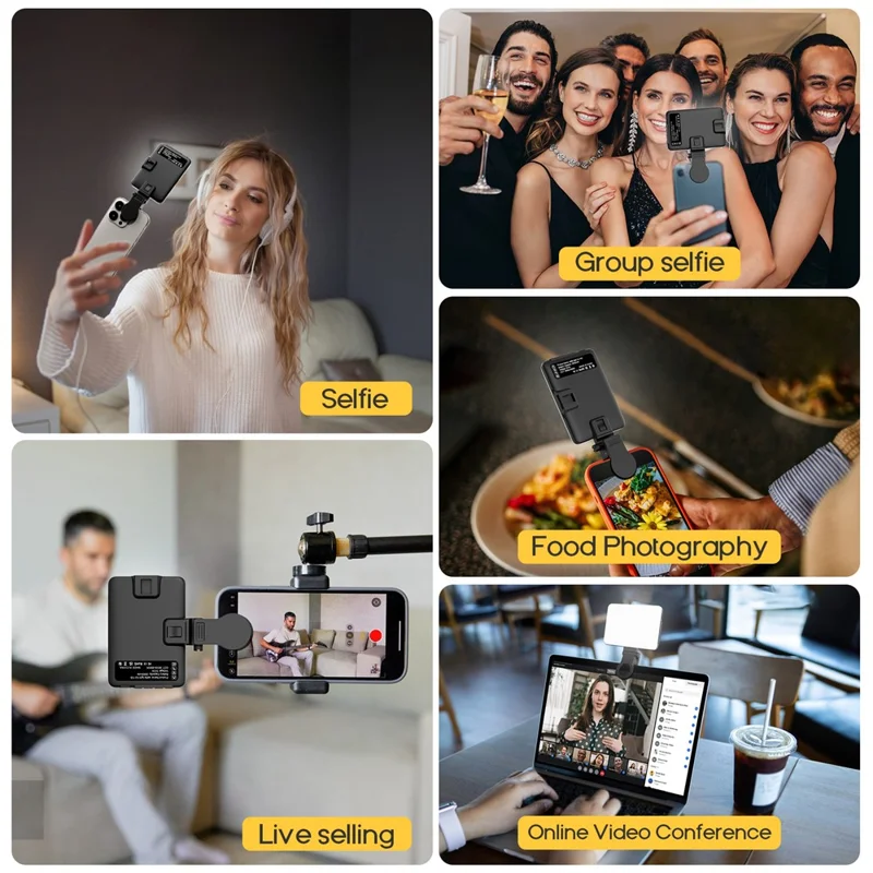 XJ103 Bærbar Selfie-lys med 3 farvetemperaturer, fyldlys til fotografering til livesending og videoconferencer