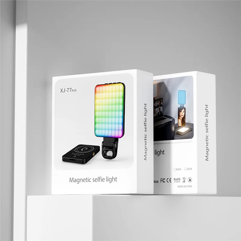 Luz de relleno RGB magnética XJ77 Luz de video portátil para conferencias para teléfono inteligente, computadora portátil, cámara, selfie, transmisión en vivo