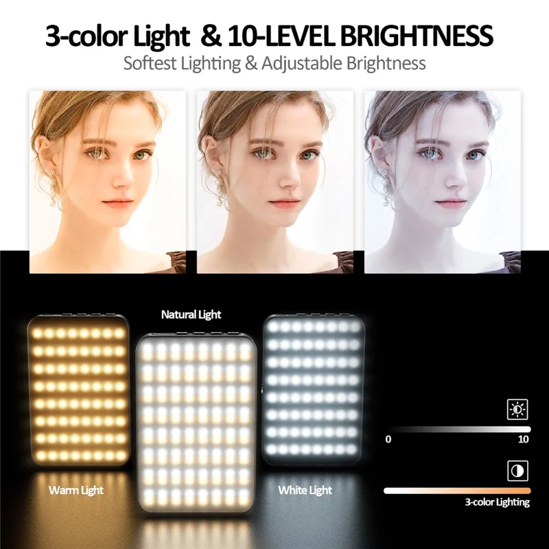 Luz de relleno RGB magnética XJ77 Luz de video portátil para conferencias para teléfono inteligente, computadora portátil, cámara, selfie, transmisión en vivo