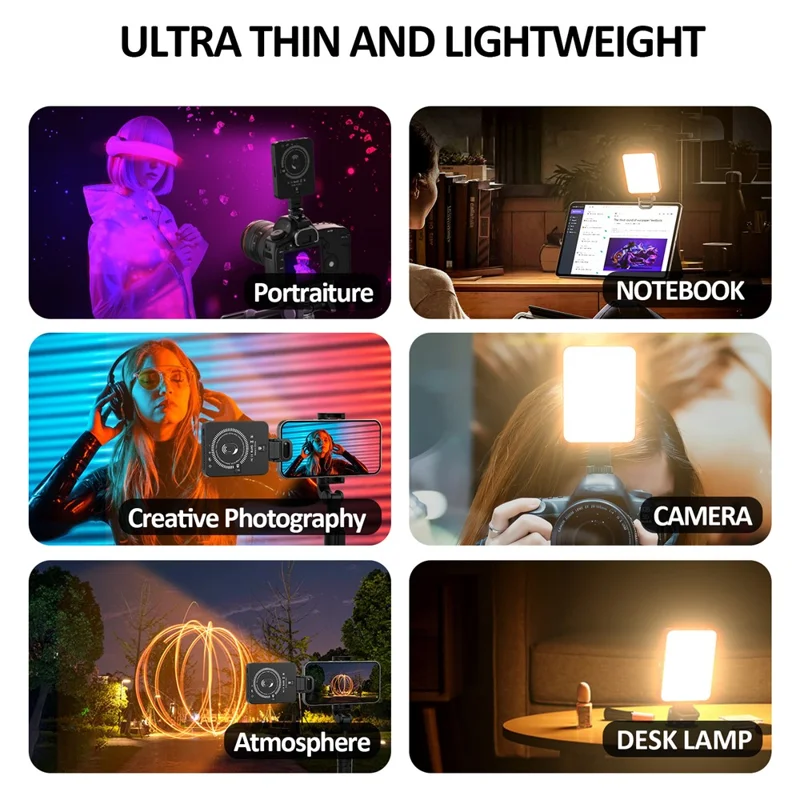 Luz de relleno RGB magnética XJ77 Luz de video portátil para conferencias para teléfono inteligente, computadora portátil, cámara, selfie, transmisión en vivo