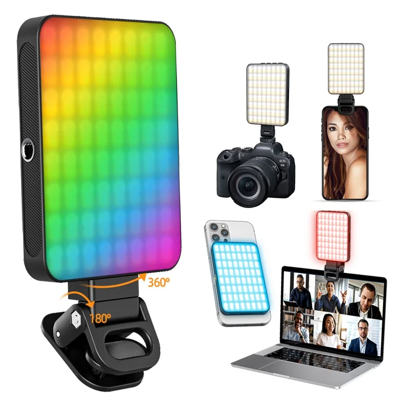 Luz de relleno RGB magnética XJ77 Luz de video portátil para conferencias para teléfono inteligente, computadora portátil, cámara, selfie, transmisión en vivo