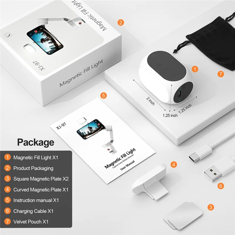 Cardan XJ97 Phone pour stabilisateur DJI Zhiyun 3 couleurs Température Lumière magnétique vidéo Vlog Éclairage photo