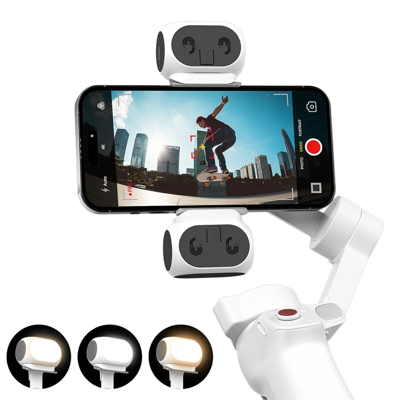 Stabilisateur de téléphone XJ97P Éclairage de remplissage pour DJI ZHIYUN Stabilisateur 3 températures de couleur Lampe de poche magnétique avec clip pour téléphone et sabot froid