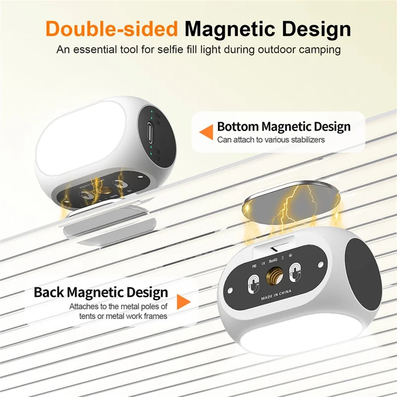 Stabilisateur de téléphone XJ97P Éclairage de remplissage pour DJI ZHIYUN Stabilisateur 3 températures de couleur Lampe de poche magnétique avec clip pour téléphone et sabot froid