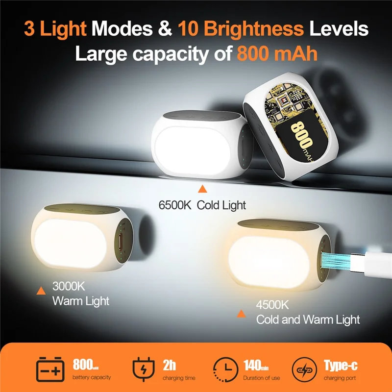 Stabilisateur de téléphone XJ97P Éclairage de remplissage pour DJI ZHIYUN Stabilisateur 3 températures de couleur Lampe de poche magnétique avec clip pour téléphone et sabot froid