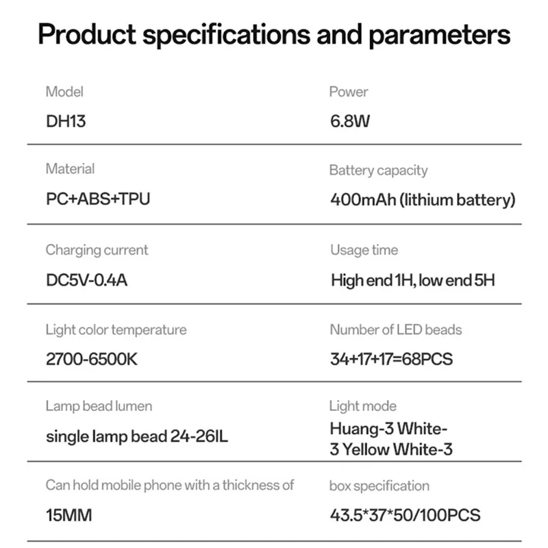 YESIDO DH13 Selfie Ring Light Phone Clip On LED Lighting 3 Color Modes for Photography / Streaming / Makeup