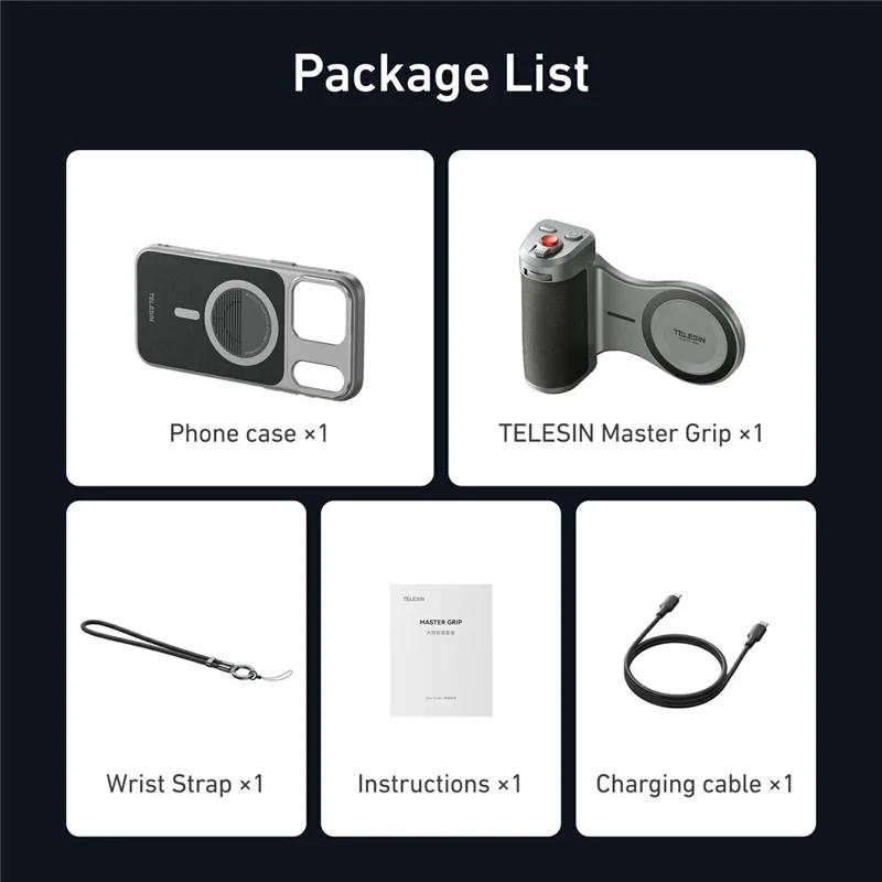 TELESIN For iPhone 17 Pro Max Photography Kit Standard Edition Master Grip Compatible with MagSafe Phone Case