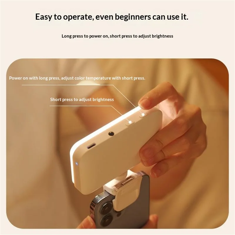 F6 360° Поворотный мини-портативный светодиодный свет для селфи 5 уровней яркости, свет для видеотрансляций с телефона - Черный