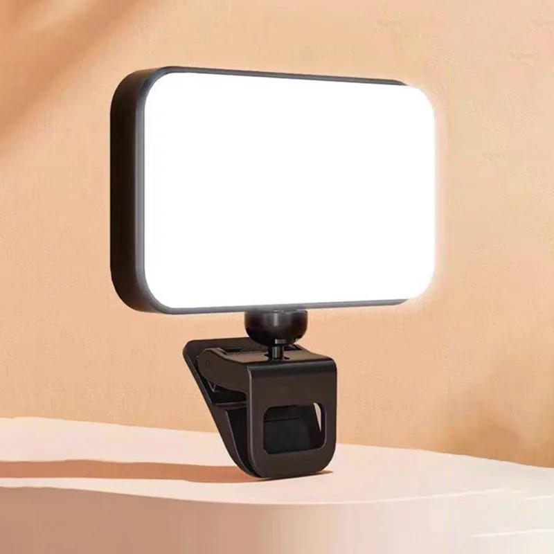 F8 Clip-On Phone Fill Light Mini Portable LED Photography Light with 360° Rotatable Bracket for Food Ambiance Live Streaming - Black
