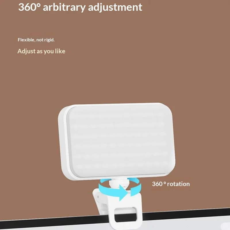 F8 Clip-On Phone Fill Light Mini Portable LED Photography Light with 360° Rotatable Bracket for Food Ambiance Live Streaming - Black