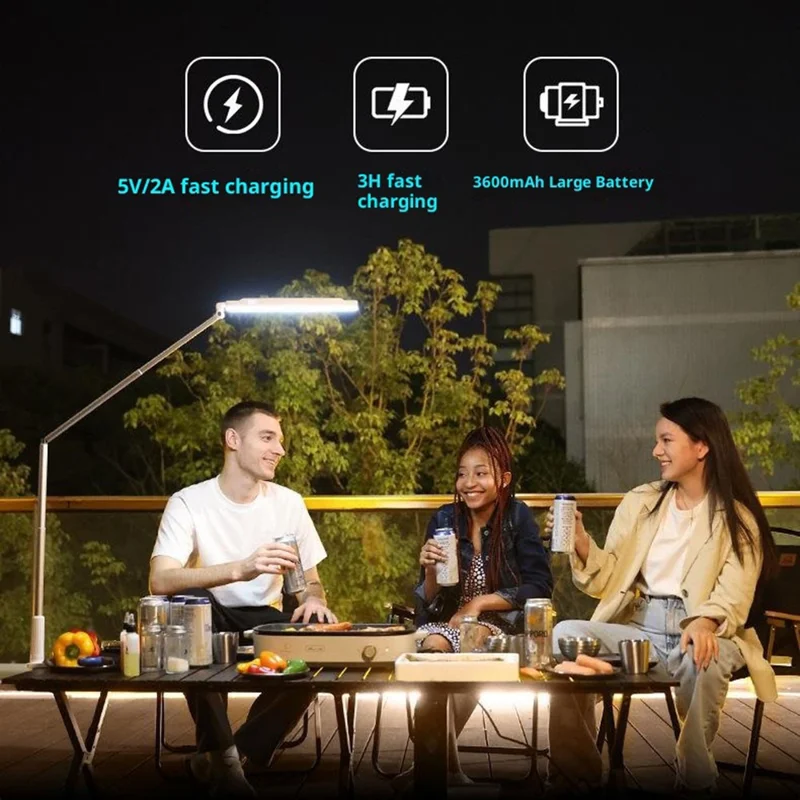 T6 360° Rotatable Desk Lamp Eye Protection Foldable Clip-On Extended Arm Light for Reading Writing - White