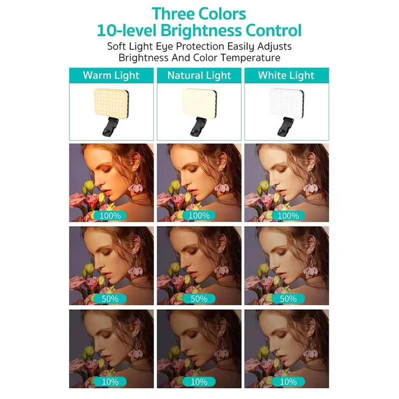 COTECI LA-001 Tri-Color LED-fyllningsljus Bärbar fotobelysning med 10 ljusstyrkenivåer - Svart