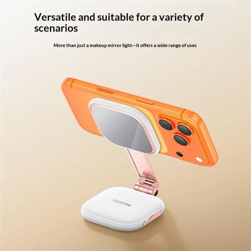 YESIDO DH18 4 in 1 Magnetic Fill Light with Stand Mirror 750mAh LED Ring Light Stepless Brightness Adjustment Lamp - White
