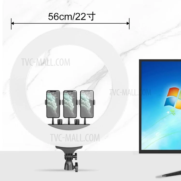 M22S 22-дюймовый диммируемый LED-кольцевой светильник с пультом дистанционного управления для селфи, макияжа, YouTube, Facebook Live - штепсель США