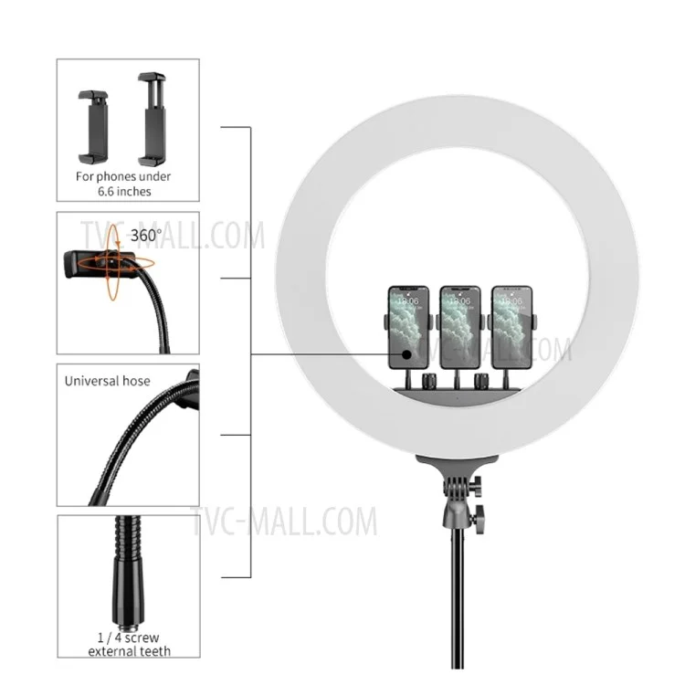 M22S 22-дюймовый диммируемый LED-кольцевой светильник с пультом дистанционного управления для селфи, макияжа, YouTube, Facebook Live - штепсель США
