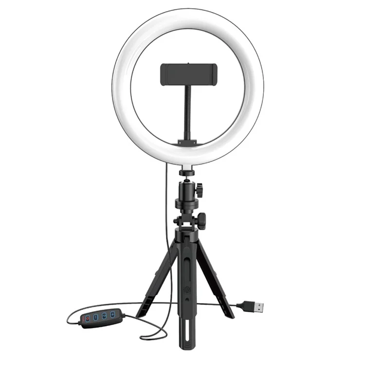 UN-206 8'' Dimmable LED Ring Light with Stand and Phone Holder Desktop Selfie Circle Lamp for YouTube Video Photography Makeup