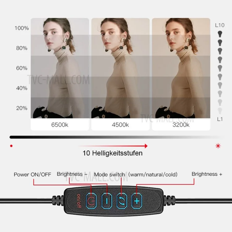 Lâmpada de conferência por vídeo de 6,3 polegadas com mini tripé para laptop, monitor de computador