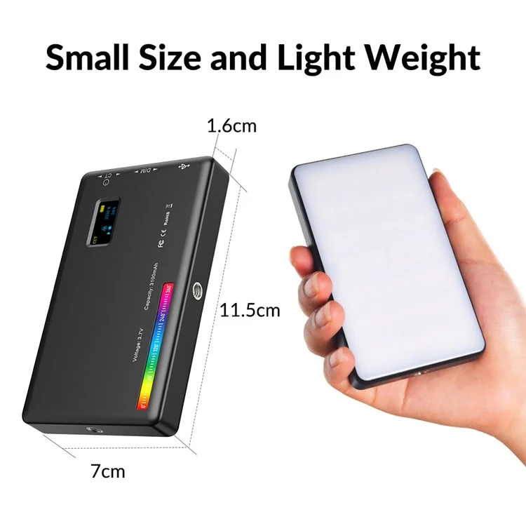 APEXEL APL-FL07 Photography RGB Colorful LED Light Portable Pocket Fill Light with 1/4 Screw Camera Lighting Kit for Video Conference Live-streaming
