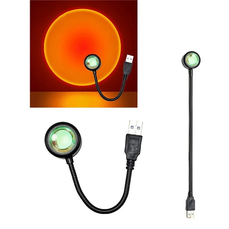 R13 Plug and Play Romantic Sunset Projector Lamp USB Atmosphere Lamp LED Night Light for Bedroom Coffee Store - Sunset Red