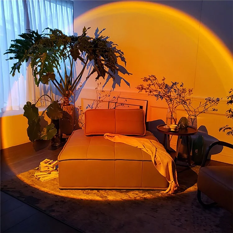 R13 Plug and Play Romantic Sunset Projector Lamp USB Atmosphere Lamp LED Night Light for Bedroom Coffee Store - Sunset Red