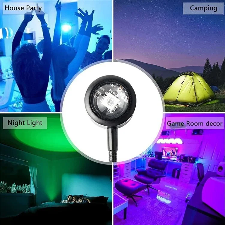 R13 Plug and Play Romantic Sunset Projector Lamp USB Atmosphere Lamp LED Night Light for Bedroom Coffee Store - Sunset Red