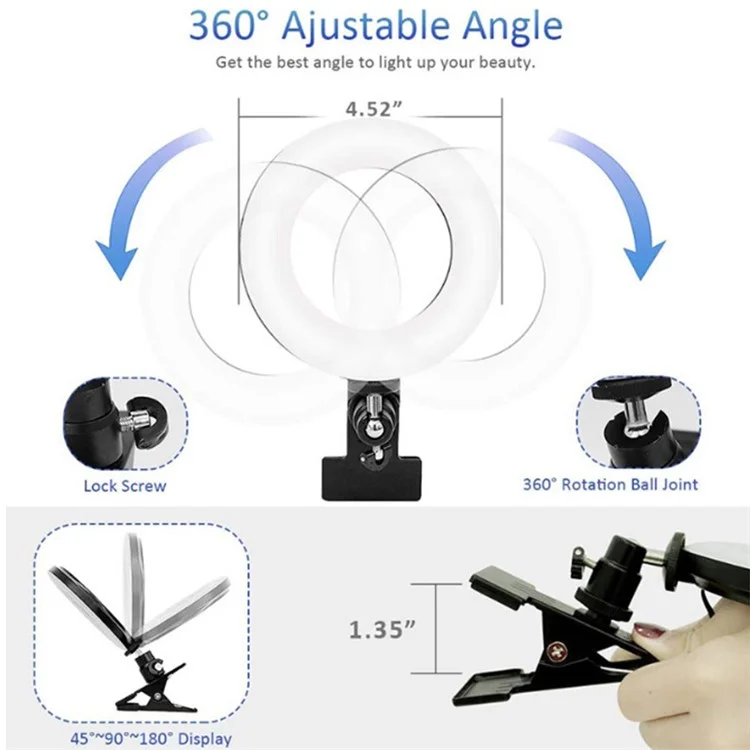 USB Desktop Laptop Light Light 16cm Selfie Ring Light 3 Color Ajustable de Video Para Transmisión en Vivo, Enseñanza en Línea