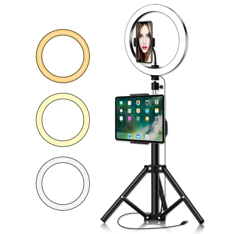 Yingnuost 26 cm Luz LED de Luz ABS+PC Selfie Luz de Relleno Con Soporte de Trípode de 2.1m Para Grabación de Video de Maquillaje