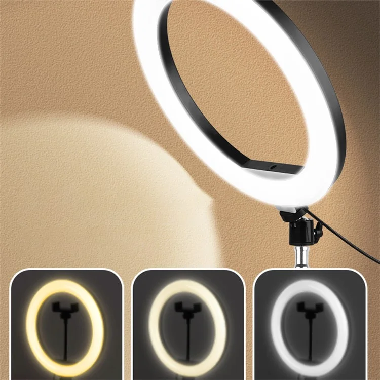 Lumière annulaire LED de 10 pouces pour bureau A26, pied de trépied, support de téléphone pour clips, kit de diffusion vidéo en direct