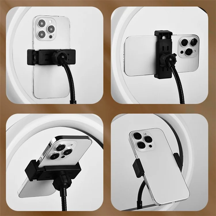 Lumière annulaire LED de 10 pouces pour bureau A26, pied de trépied, support de téléphone pour clips, kit de diffusion vidéo en direct