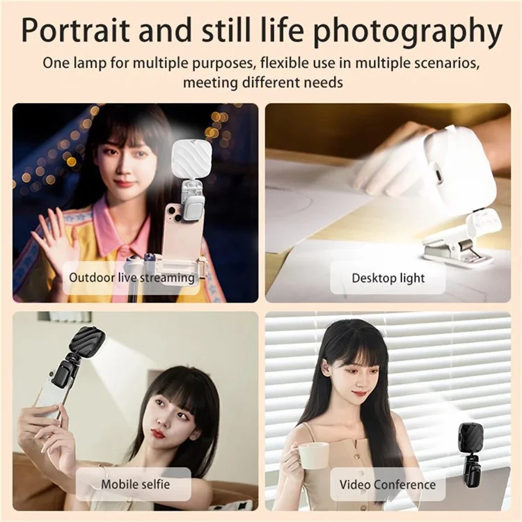 D1 Mini Laptop Phone Clip-on Lamp 3 Color Temperature Live Streaming Fill Light - Black