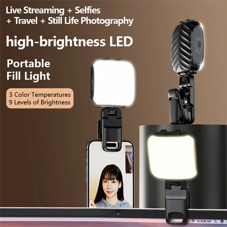 D4 Mini-größe RGB Led-clip-on Fill Light Videokonferenzlampe Für Mobiltelefone Live-streaming