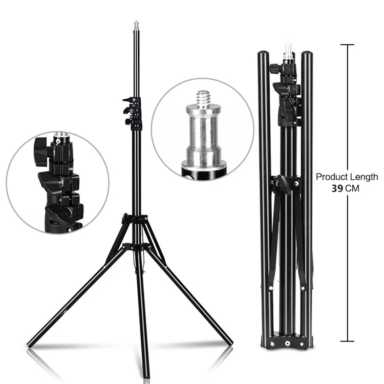 Reverse Folding Aluminum Alloy Light Stand Tripod with 1/4 Screw Interface for SLR Cameras Studio Lights etc.