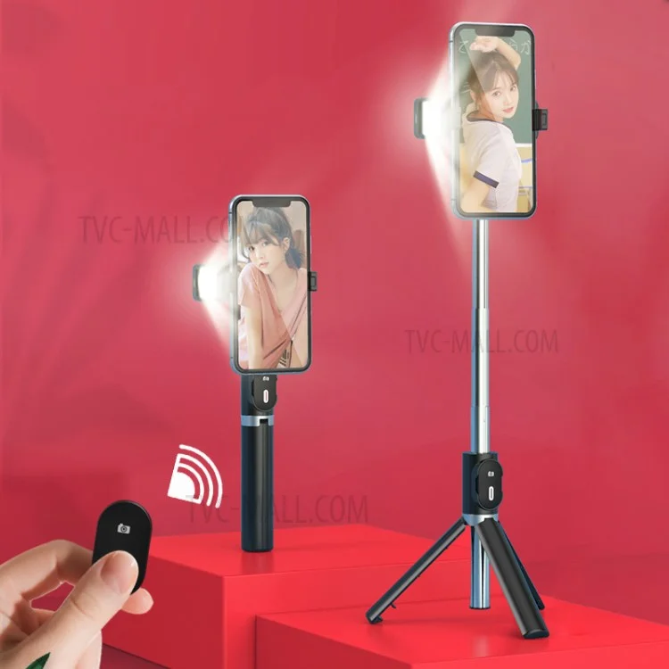 P60D Extendable Tripod 360 Degree Rotation Portable Bluetooth-compatible Mobile Phone Selfie Stick Monopod - Black