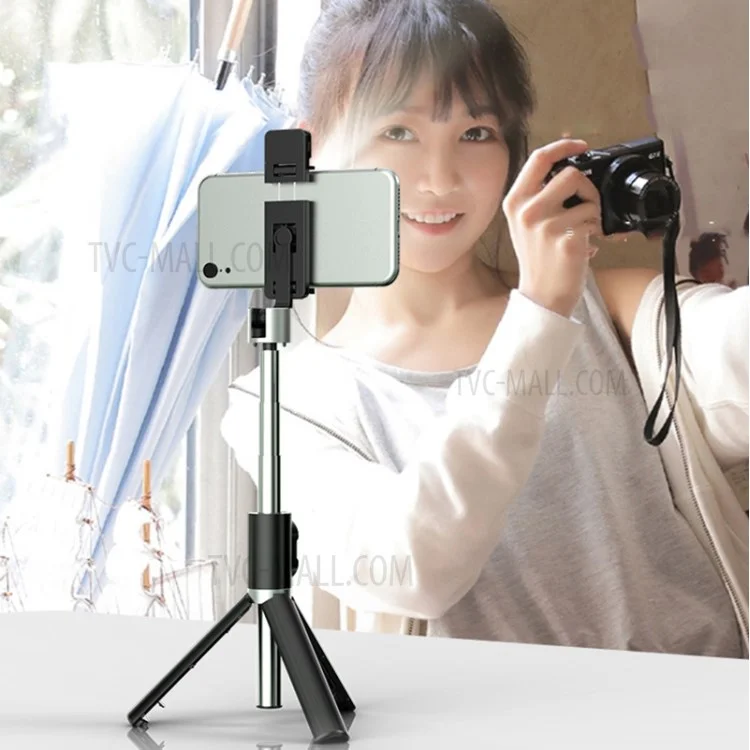 P60D Extendable Tripod 360 Degree Rotation Portable Bluetooth-compatible Mobile Phone Selfie Stick Monopod - Black
