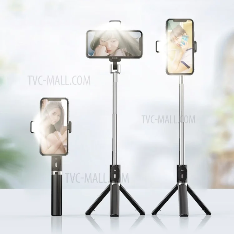 P60D Extendable Tripod 360 Degree Rotation Portable Bluetooth-compatible Mobile Phone Selfie Stick Monopod - Black