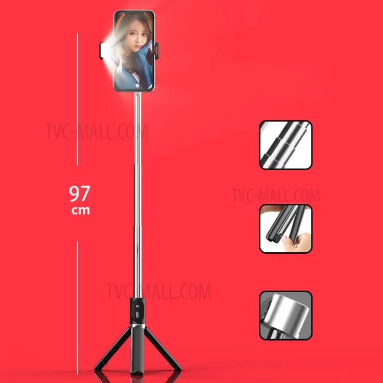 P60D Extendable Tripod 360 Degree Rotation Portable Bluetooth-compatible Mobile Phone Selfie Stick Monopod - Black