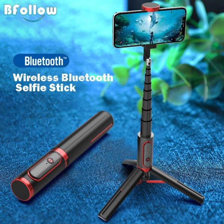 HEIKE Meiying 202 Mobile Phone Stand Integrated Bluetooth-compatible Tripod Selfie Stick - Black / Red