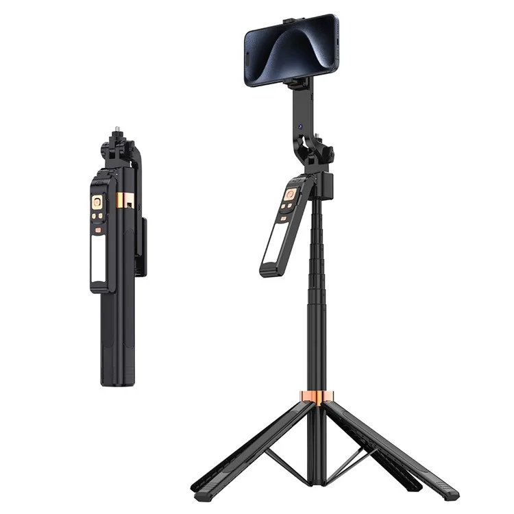 CL10 1.8m Gesture Tracking Tripod 3-Color Fill Light Selfie Stick with Remote Control - Black