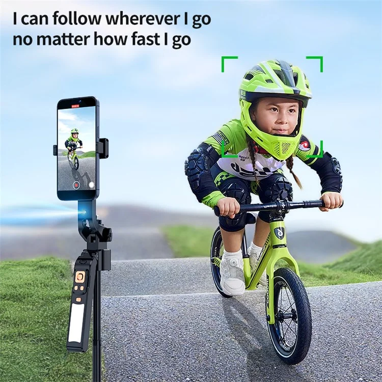 CL10 1.8m Gesture Tracking Tripod 3-Color Fill Light Selfie Stick with Remote Control - Black