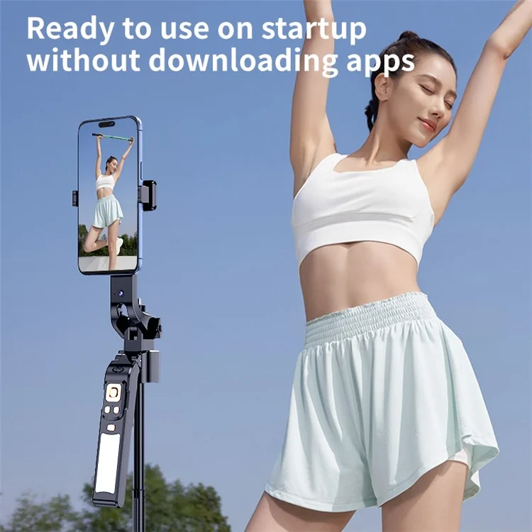 CL10 1.8m Gesture Tracking Tripod 3-Color Fill Light Selfie Stick with Remote Control - Black