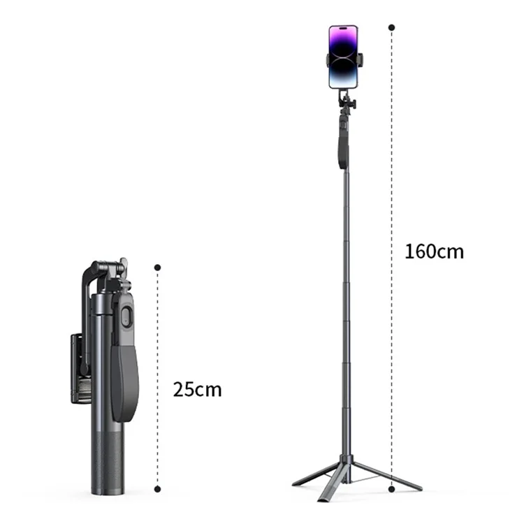 A55P 1,6 m Handyhalterung Ausziehbarer Bodenstativ Livestreaming Stativ Bluetooth Selfie-Stick