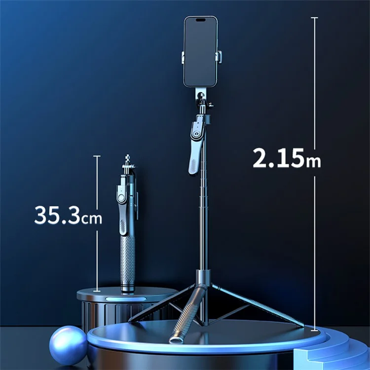 K29D 2.15m Bluetooth-compatible Selfie Stick Double Phone Clip Tripod Stand with Dual Fill Light