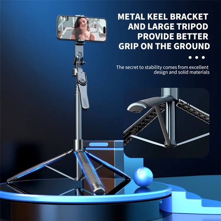 K29 Bluetooth-селфи-палка 2,15 м с поворотным стабилизатором 360 градусов и двойным зажимом для телефона