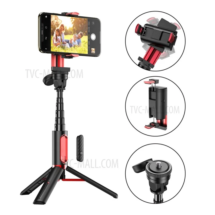 APEXEL APL-D8 Bastão de Selfie Multifuncional Bluetooth, Estabilizador de Mão de Eixo Único, Tripé