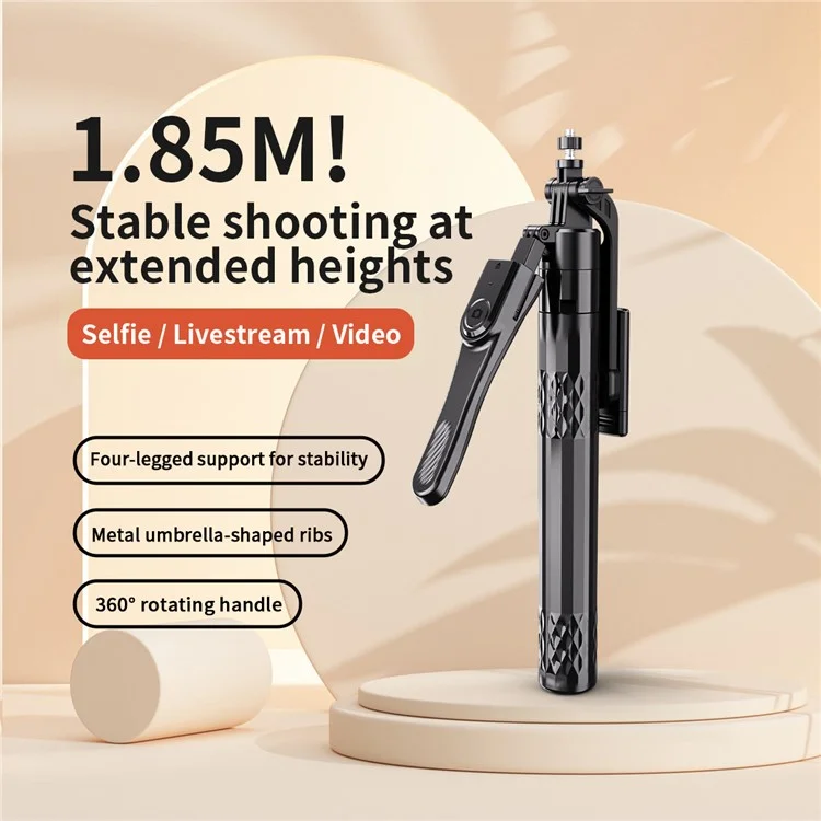 C11 1.85m Phone Holder Extendable Aluminum Alloy Rod Four-Legged Floor Stand Bluetooth-compatible Selfie Stick