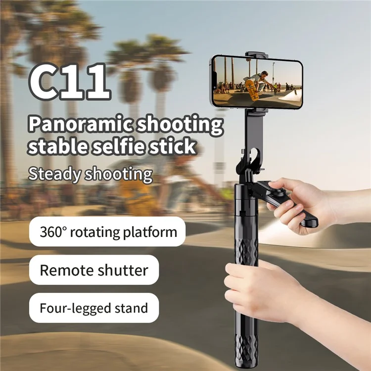 C11 1.85m Phone Holder Extendable Aluminum Alloy Rod Four-Legged Floor Stand Bluetooth-compatible Selfie Stick