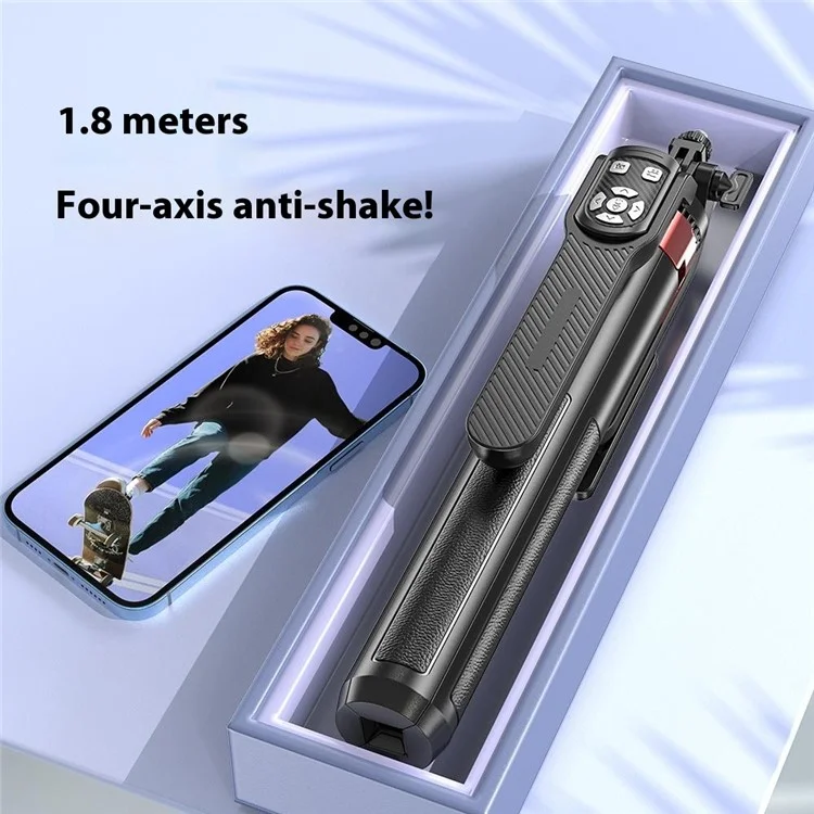 P185TK Phone Holder Live Streaming Four-Leg Floor Stand Extendable Bluetooth-compatible Selfie Stick