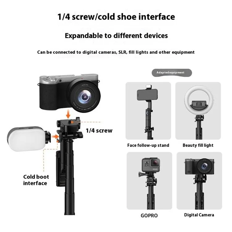 X65 2m Extendable Cell Phone Tripod Selfie Stick with Bluetooth-compatible Remote Control Compatible with iOS 5.0 or Above /  Android 4.2.2 or Above /  Harmonyos